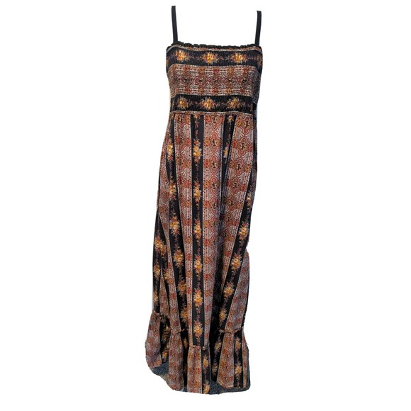 Lucky Brand Dresses & Skirts - LUCKY BRAND Dress Maxi Adjustable Strap Smocked Ruffle Cotton Boho Black Small